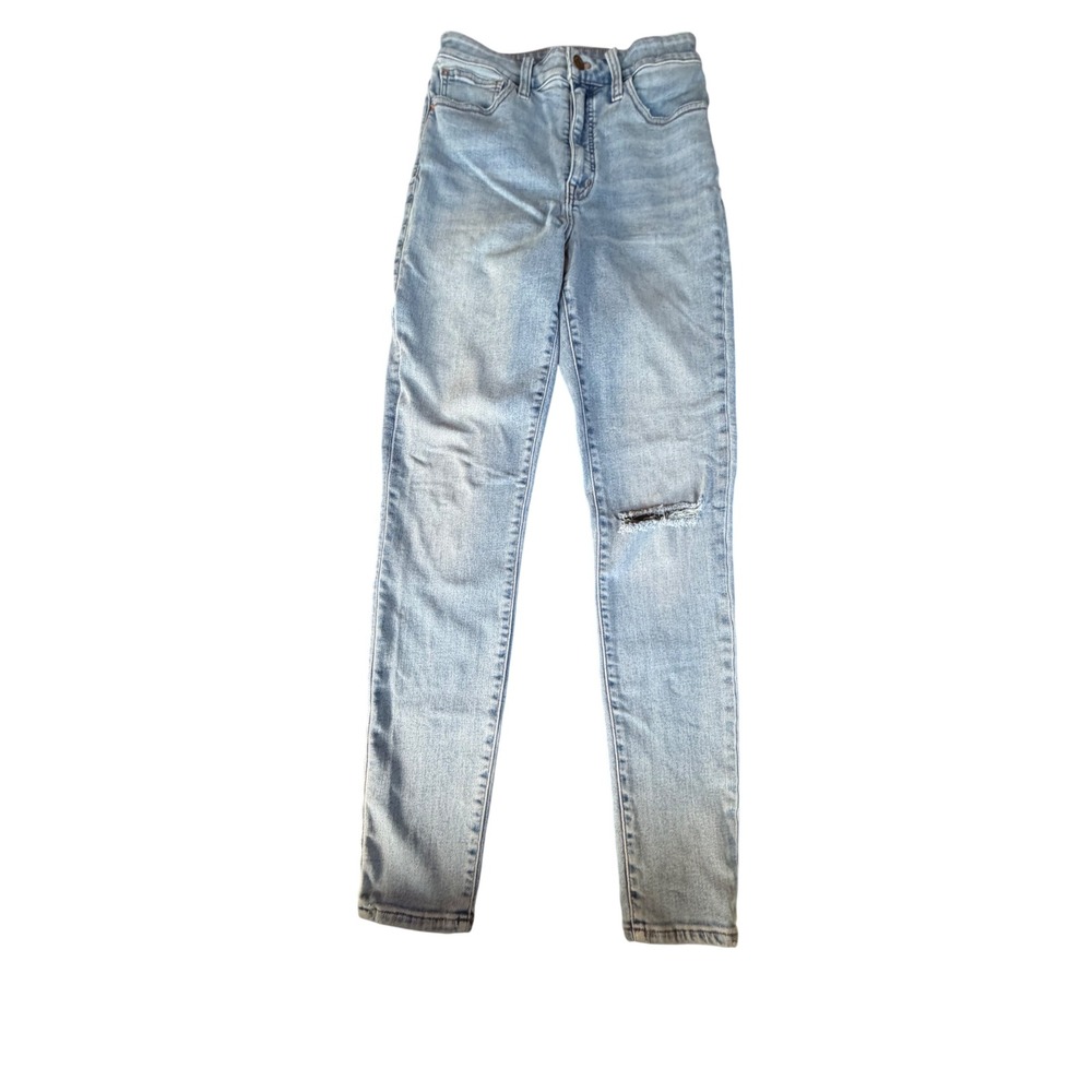 Madewell 10 Inch High Rise Skinny Jeans Light Wash Distressed Knee Size 24